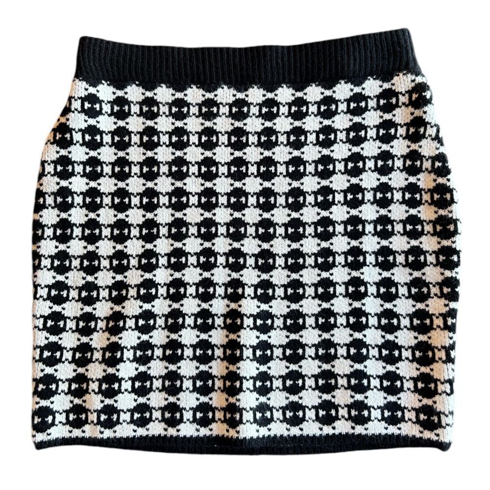 POL Black White Knit Mini Skirt Size Small